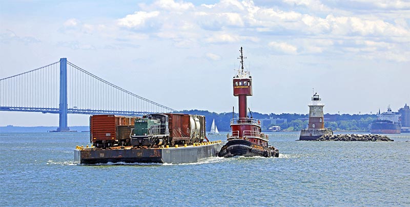 Crossing Upper New York Bay by Rail on Water
