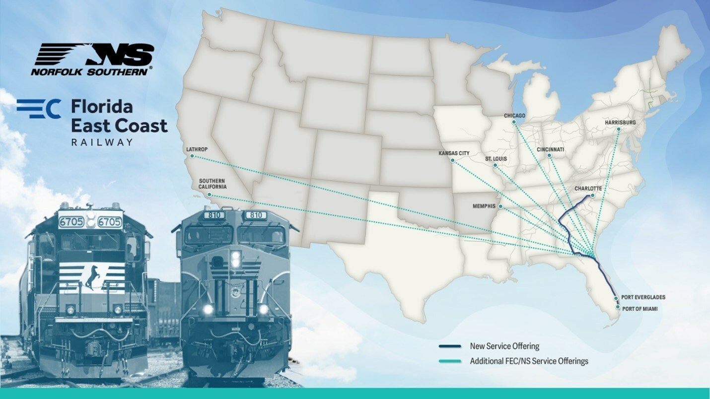 Norfolk Southern, Florida East Coast Railway Further Expand Intermodal Service for customers
